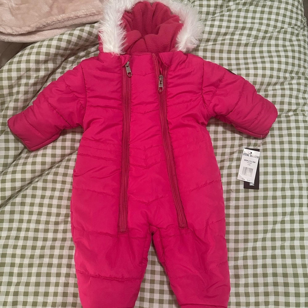 Steve Madden Hot Pink Baby Puffer Ski Snowsuit Size 3-6M NWT